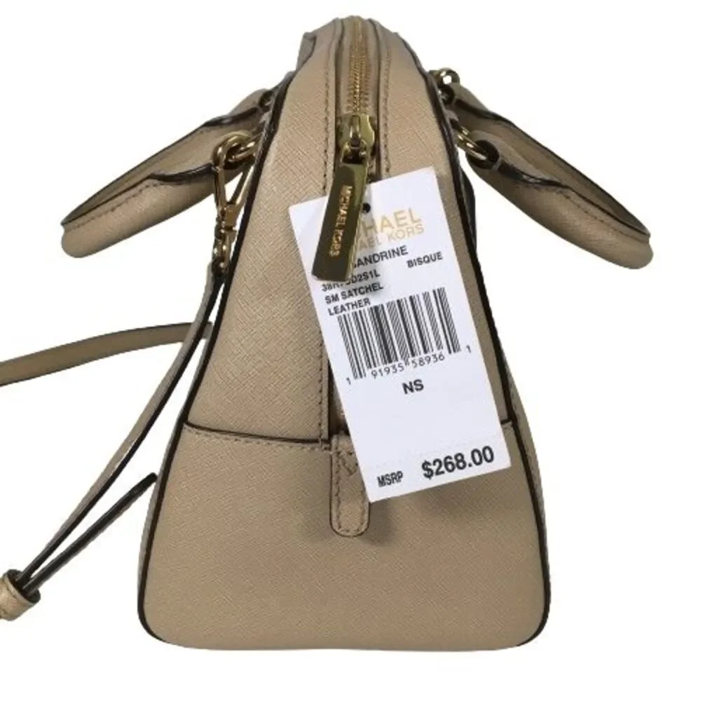 NWT MICHAEL KORS Sandrine Satchel Leather Handbag Crossbody Purse Bag $268